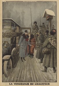 Föraren av den österrikiska generalen Skarbonovitch levererade generalen och hans fru i ryssarnas fångenskap som hämnd för att de upprepade gånger misshandlades av honom, första världskriget av Louis Charles (after) Bombled