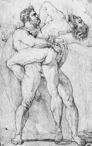 Hercules stryper Antaeus (grafitpenna på papper)