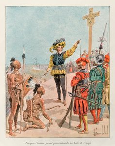 bombade Louis (1862 - 1927); Jacques Cartier (1491 - 1557) tog Gaspebukten i Kanada i besittning på uppdrag av kungen av Frankrike, Francois 1:a 1534 (Cartier pekar Frankrikes vapen på korset han hade planterat); Histoire de la Nouvelle