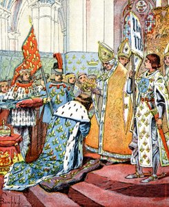 Kröning av den franske kungen Karl VII i närvaro av Jeanne d