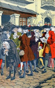 Folkmassa framför Law Bank av Louis Charles Bombled