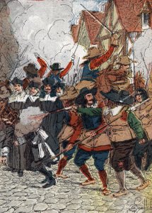 Fronde (1648-1653): på strånas dag den 4/07/1652 brändes rådhuset och ett trettiotal notabiliteter, som blev till förmån för kung Ludvig XIV för att de ville avsluta belägringen av Paris, var massakrer av soldater utklädda till arbetare - (Fronde r
