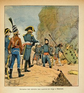 Illustration av Bombled Louis (1862-1927) från boken "The Memorial of Saint Helene" av greve Emmanuel de Las Cases (1766-1842): Låssmed får sina vapen förstörda i Mantuas högkvarter, privat samling