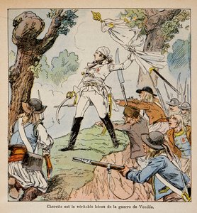 Illustration av Bombled Louis (1862-1927) från boken "The Memorial of Saint Helene" av greve Emmanuel de Las Cases (1766-1842): Chief Vendeen Charrette och hans anhängare, privat samling av Louis Charles Bombled