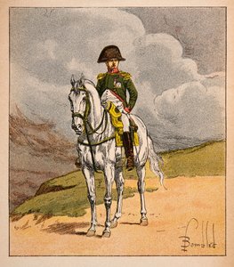 Illustration av bombade Louis (1862-1927) från boken "The Memorial of Saint Helene" av greve Emmanuel de Las Cases (1766-1842): Ridsporträtt av kejsar Napoleon 1.er, privat samling av Louis Charles Bombled