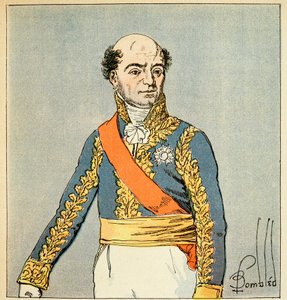 Illustration av den bombade Louis (1862-1927) från boken "The Memorial of Saint Helene" av greve Emmanuel de Las Cases (1766-1842): Porträtt av marechal Catherine Dominique de Perignon (1754-1818) Privat samling av Louis Charles Bombled