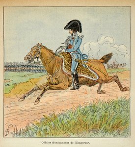 Illustration av bombade Louis (1862-1927) från boken "The Memorial of Saint Helene" av greve Emmanuel de Las Cases (1766-1842): Porträtt av en vanlig officer av kejsar Napoleon, privat samling av Louis Charles Bombled