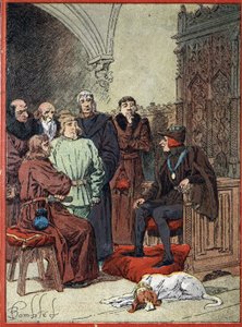 Kung Ludvig XII av Frankrike (1462-1515) tar emot borgarna i Paris i parloir aux bourgeois, första stadshuset i Paris den 26/11/1514 (Kung av Frankrike Ludvig XII tar emot i "" Parlor of Burgesses"", först stadshuset i Paris representanterna för th
