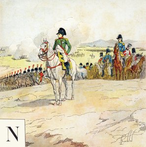 Bokstav N: Napoleon, "Jag kommer att vara en soldat" (Jag kommer att vara en soldat) - Militärt alfabet av Louis Charles Bombled