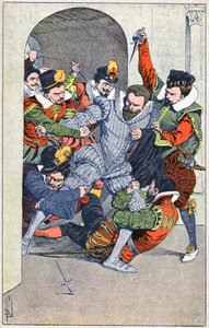 Mordet på Henri I, hertig av Guise, i Blois 1588. av Louis Charles Bombled