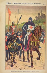 Avfärd till korstågen, illustration ur "Histoire de France" av Jules Michelet (1798-1874), omkring 1900. av Louis Charles Bombled