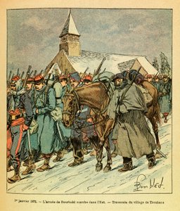 The Eastern Armee of Eugene Sergeant, känd som Grenest, illustrerad av Louis Bombled (1862-1927) (fransk-tyska kriget; kampanj 1870 -1871): Den 1 januari av Louis Charles Bombled