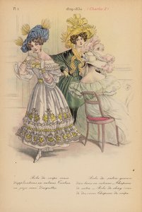 Franskt mode: 1829-1830, Karl X (färglitografi) av Louis Colas