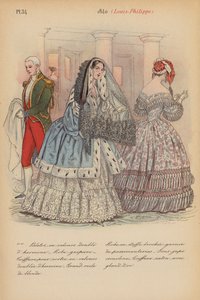 Franskt mode: 1840, Louis-Philippe (färglitografi) av Louis Colas