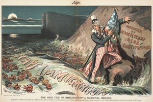 Immigrationens högvatten - ett nationellt hot. Judge Magazine, 22 augusti 1903, 1903.