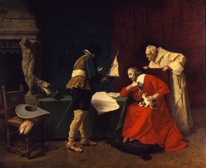Richelieu studerar attackplanerna för belägringen av La Rochelle av Louis Debras