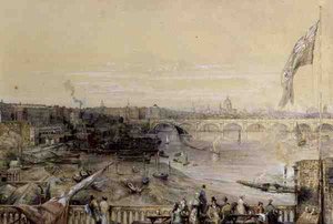 Themsen från Hungerford Market av Louis Desire Thienon