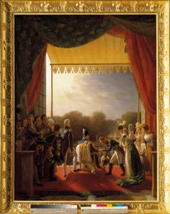 Ludvig XVIII, omgiven av medlemmar av kungafamiljen, besökte balkongen på Tuilerierna, när Spaniens armé återvände den 2 december