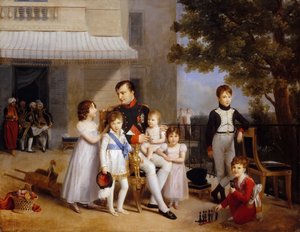 Kejsaren Napoleon I på terrassen på Château Saint-Cloud omgiven av sina barn