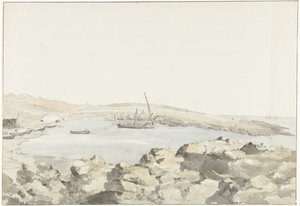 Utsikt över tillflyktsorten från Luogo Vivo Höjdvy av hamnen i Luogo Vivo Resor i Italien, Sicilien och Malta - 1778 (serietitel) av Louis Ducros