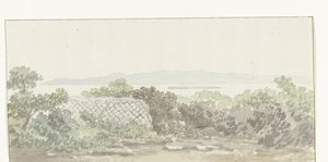 Gezicht op de ruïne van het teater i Brindisi Utsikt över resterna av teatern i Taranto (titel på objekt) Resor i Italien, Sicilien och Malta - 1778 (serietitel)