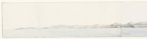 Panorama sätter Agrigento i kusten Avlägsen utsikt över staden Girgenti och kusten (titel på objektet) Resor i Italien, Sicilien och Malta - 1778 (serietitel) av Louis Ducros