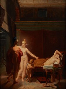 Paris och Helen Venus och Amor eskorterar Paris till Helens sängkammare, 1800.