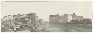 Profil av de inomhus och utomhusmuren från den gamla staden Manduria Profil av de inre och yttre väggarna i det antika Manduria (titel på objektet) Resor i Italien, Sicilien och Malta - 1778 (serietitel)