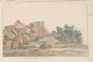 Resten van Zeus Olympus tempel vid Agrigento Ruinerna av samma tempel. Andra vy (titel på objekt) Resor i Italien, Sicilien och Malta - 1778 (serietitel) av Louis Ducros