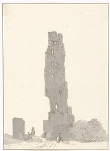 Ruin van toren längs den stora vägen mellan Terracina och Fondi Torre delle sette facciate på huvudvägen mellan Terracina och Fondi (titel på objekt) Resor i Italien, Sicilien och Malta - 1778 (serietitel)