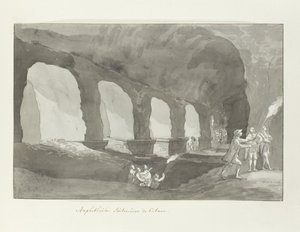 Underground van het amfitheater van Catanië Amfiteatern i Catania (titel på objekt) Resor i Italien, Sicilien och Malta - 1778 (serietitel) av Louis Ducros