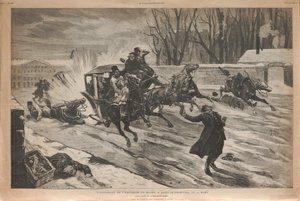 Mordet på tsar Alexander II i St Petersburg, 1881. av Louis Dünki