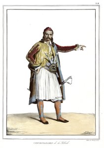 Kock på Palikares de la Scllade, i "" Resan till Aten och Konstantinopel, eller samling av grekiska och ottomanska porträtt, vyer och kostymer, målade på platser efter naturen, litografier och färger av Louis Dupre (1789-1837), Davids elev. 1825. av Louis Dupré