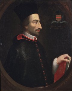 Porträtt av Cornelius Jansen, kallad Jansenius, biskop av Ypres (olja på duk av Louis Dutielt
