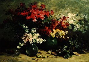 Still Life of Spring Flowers (olja på duk) av Louis Emile Minet