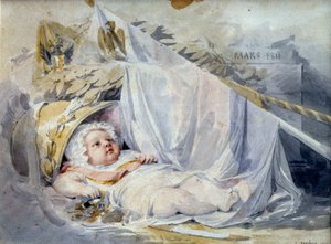 Kung av Rom Napoleon II, hertig av Reichstadt (1811-1832) son till kejsar Napoleon I (1769-1821) nyfödd Svart sten och beige lavapapper av Eugene Isabey (1803-1886) Mars 1811 Sön. 0,18x0,25 m Paris, Louvren av Louis Eugene Gabriel Isabey