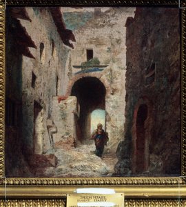 ""La porte Maure"" (den moriska porten) Stadslandskap i Marocko. Målning av Louis Gabriel Eugene Isabey (1803-1886) 1835 Pushkin Museum, Moskva av Louis Eugene Gabriel Isabey