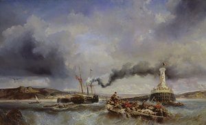Utsikt över hamnen i Boulogne från havet, 1843