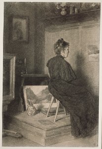 Mary Eysen i ateljén i Villa Holstein i Meran-Obermais