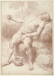 Man naken, sittande, liggande av Louis Fabritius Dubourg