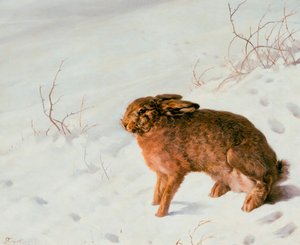 Hase im Schnee, 1875 von Louis Ferdinand von Rayski