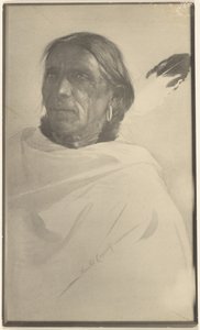 [Fotografi av målning av en indian (signerad Gerald Cassidy)] av Louis Fleckenstein
