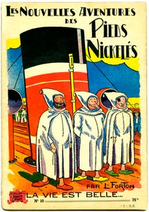 Omslag till ett seriealbum: Les Nouvelles Adventures des Pieds Nickeles, La vie est belle, n.10 (färg litho) av Louis Forton