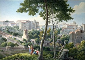 Utsikt över Quirinal Hill i Rom, med Villa Colonna i bakgrunden, c.1800