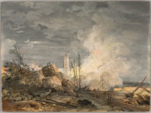 Brand i hamnen av Louis Gabriel Moreau