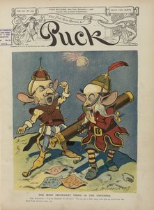 Puckomslag som hyllar Charles Evans Hughes till guvernör i New York, 1906 (tidning)