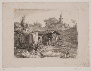 Landskap med en vattenkvarn av Louis Gurlitt