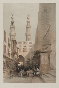 Egypten och Nubien, Volym III: Minarets, and Grand Entrance of the Metwaleys, i Kairo, 1848. av Louis Haghe