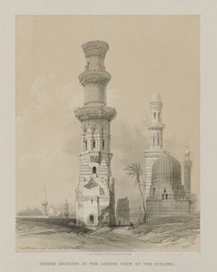 Egypten och Nubien, volym III: Förstörda moskéer i öknen, väster om citadellet av Louis Haghe
