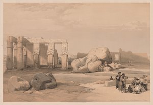 Egypten och Nubien: Volym II - nr 4, Fragment of the Great Colossi, vid Memnonium, 1838. av Louis Haghe